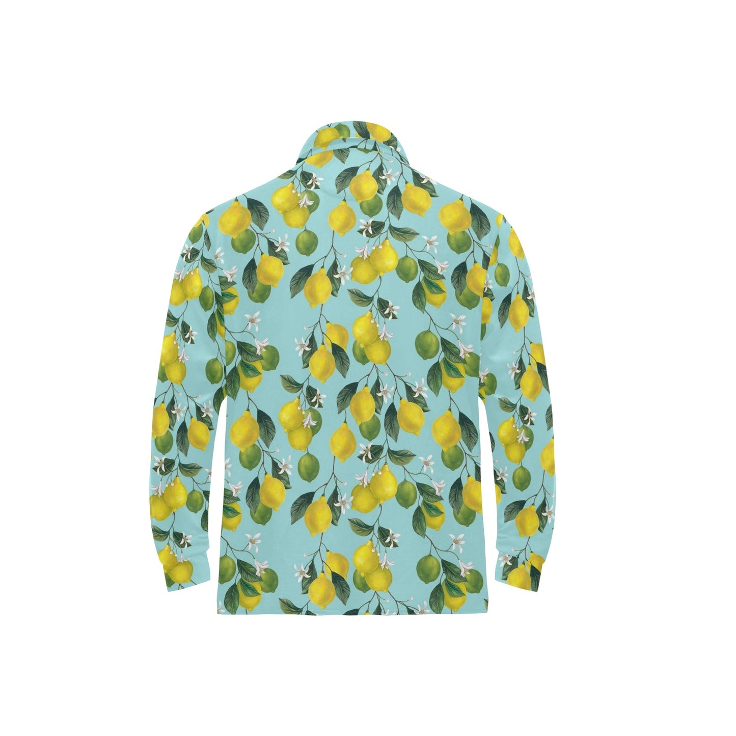 Lemon Pattern Print Design LM05 Long Sleeve Polo Shirt For Men's