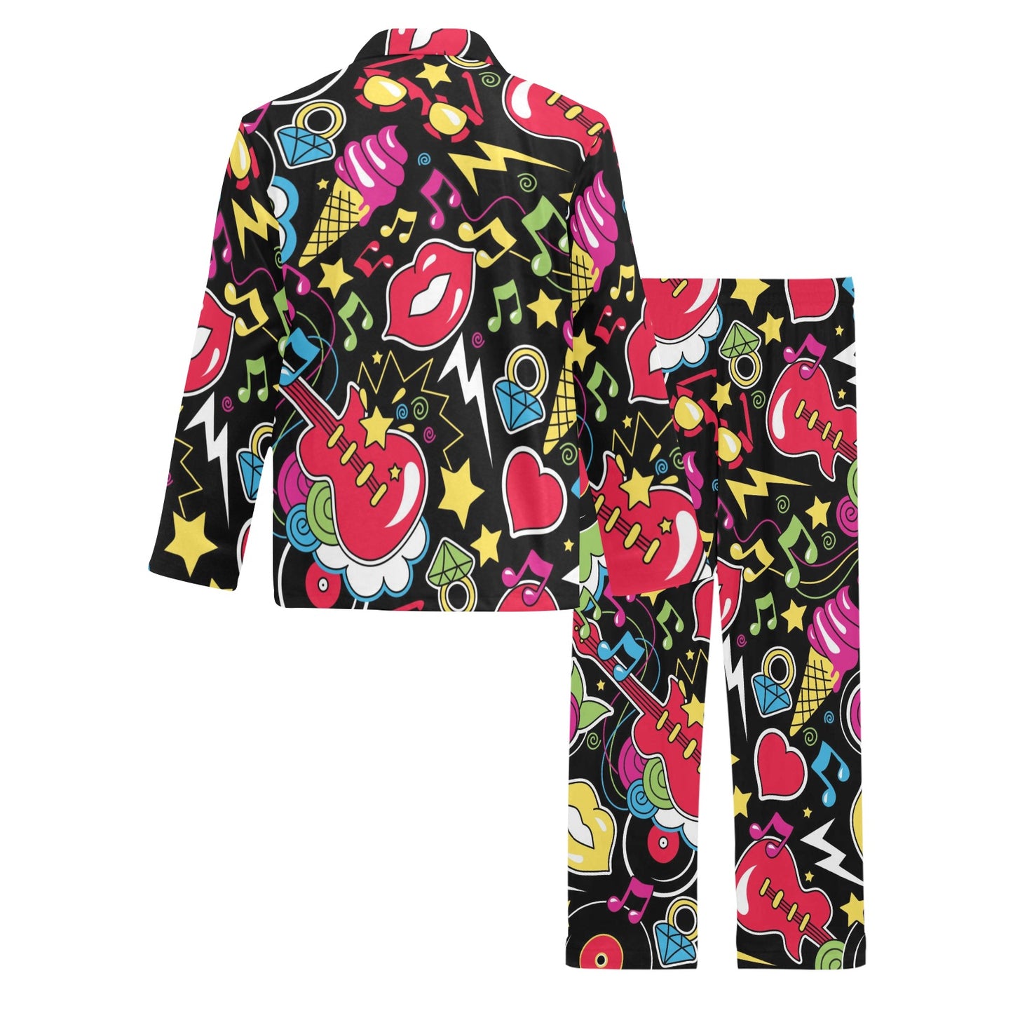 Pop Art Pattern Print Design A04 Men's Long Pajama Set