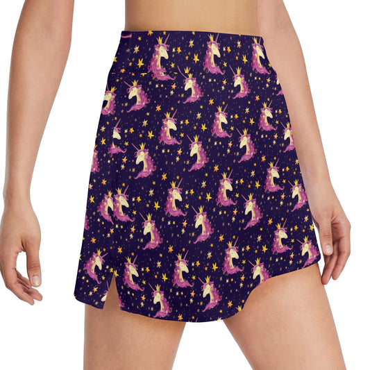 Unicorn Princess Star Sparkle 17" Golf & Pickleball Skort with Pockets
