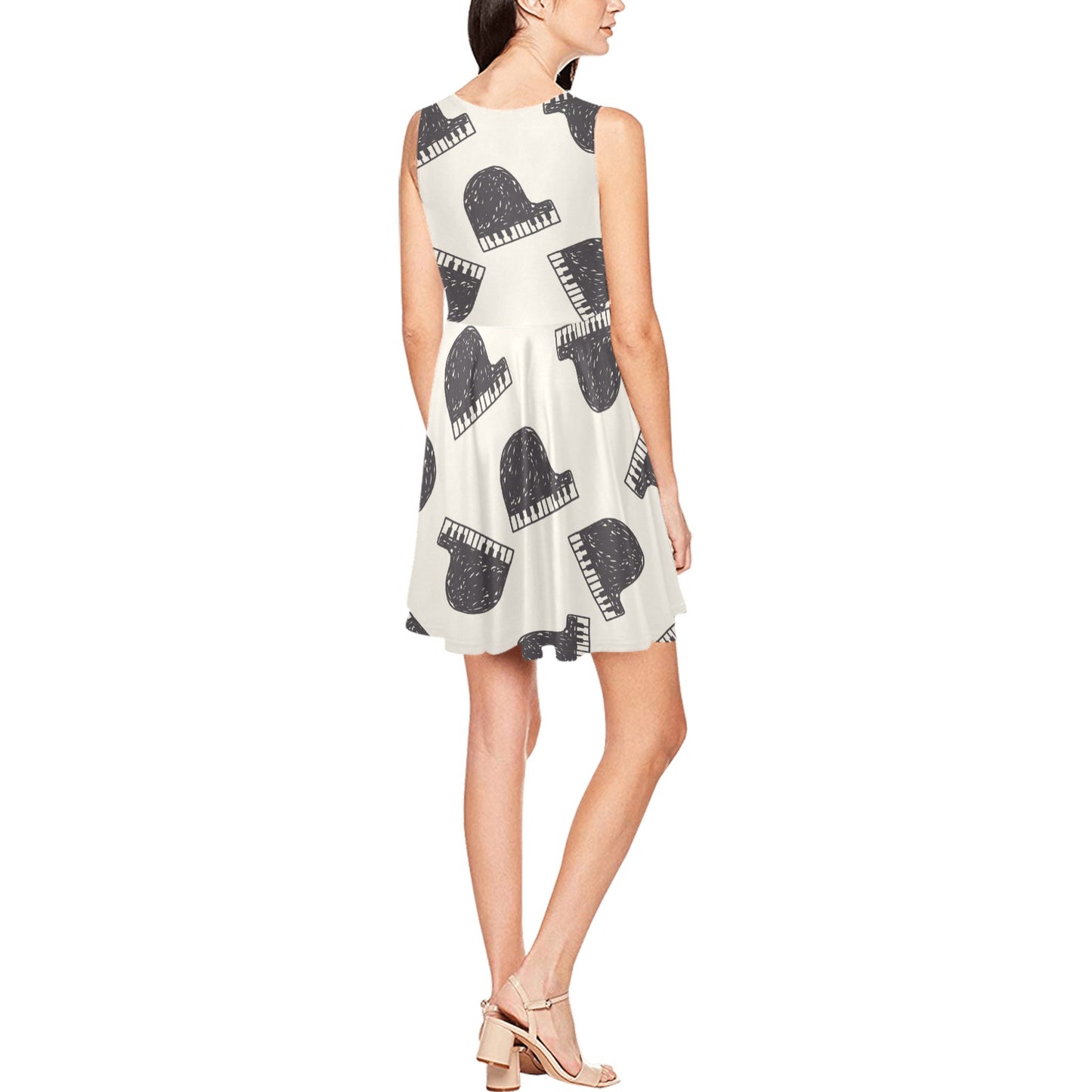 Piano Pattern Print Design 04 Sleeveless Dress