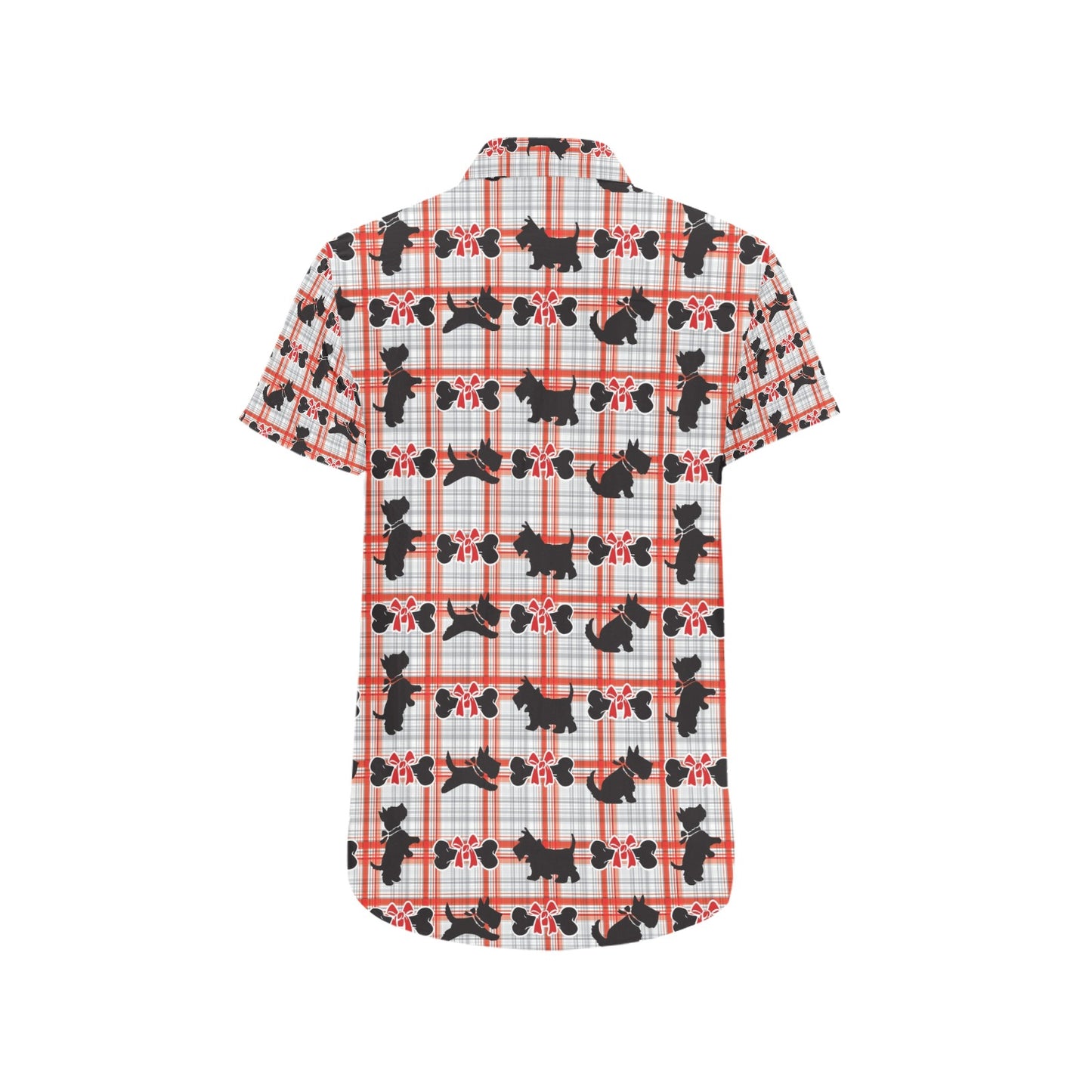 Scottish Terriers Print Design LKS3014 Men Short Sleeve Button Up Shirt