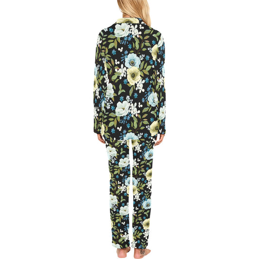 Anemone Pattern Print Design AM03 Women's Long Pajama Set