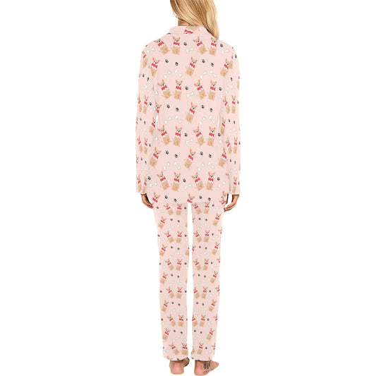 Chihuahua Pattern Print Design 04 Women's Long Pajama Set