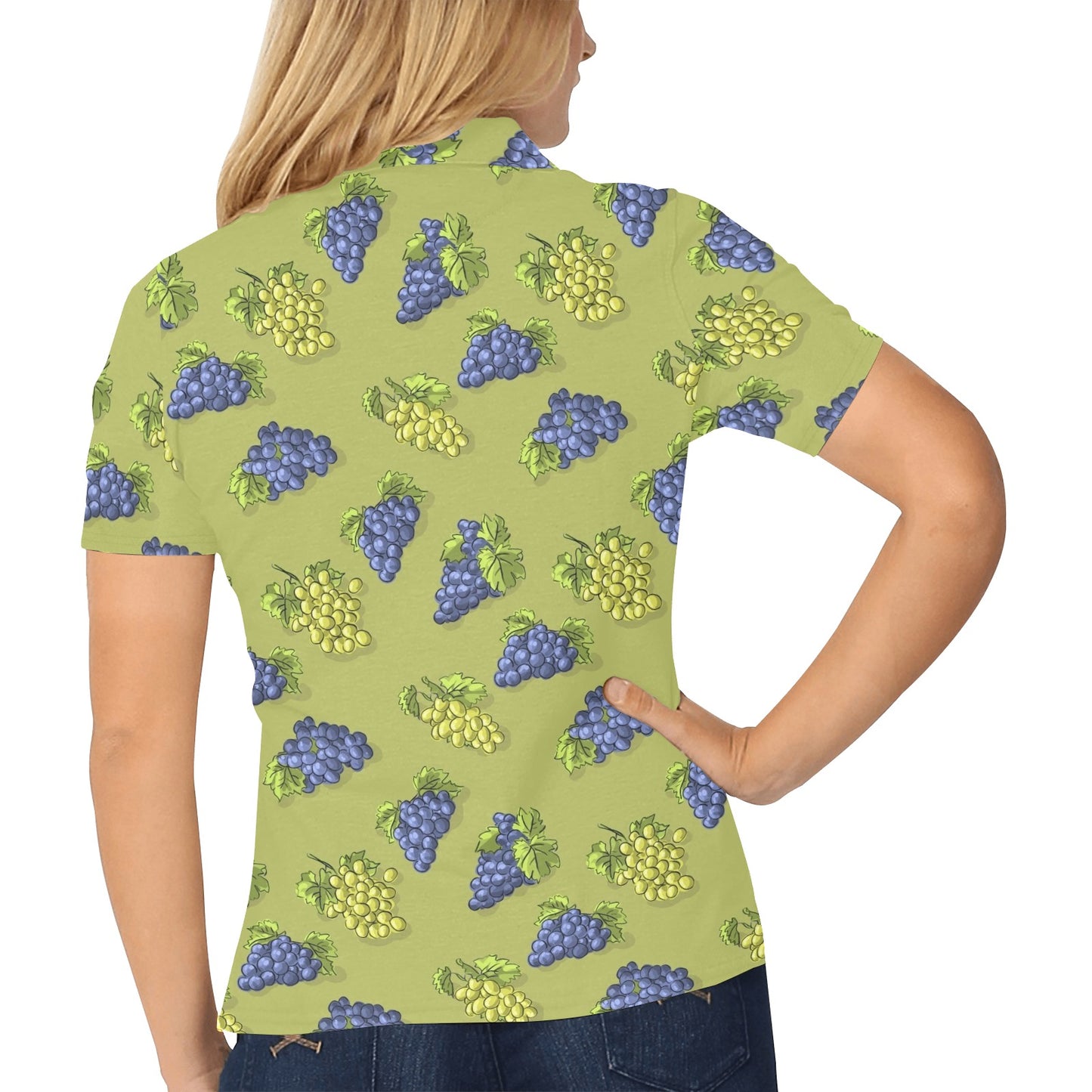 Grape Pattern Print Design GP08 Women's Polo Shirt