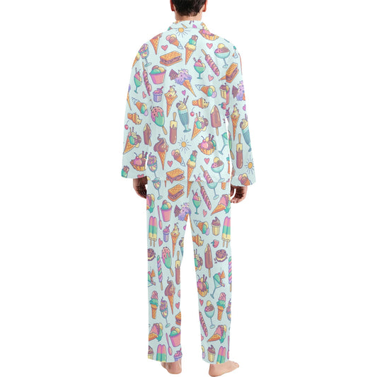 Ice Cream Pattern Print Design IC02 Men's Long Pajama Set