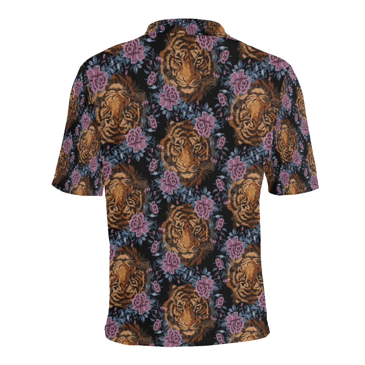 Tiger Head Floral Men Polo Shirt