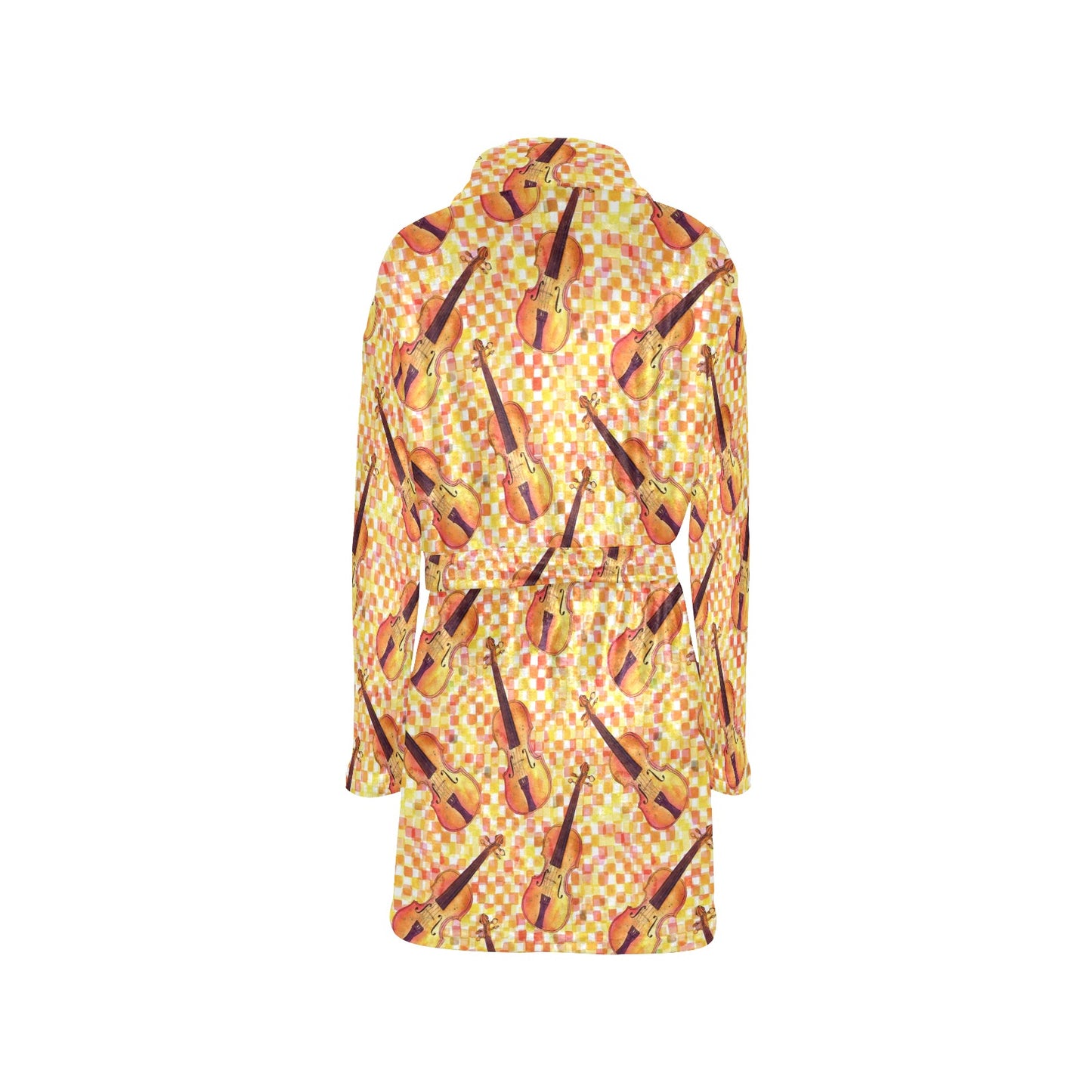 Violin Pattern Print Design 03 Women's Fleece Robe