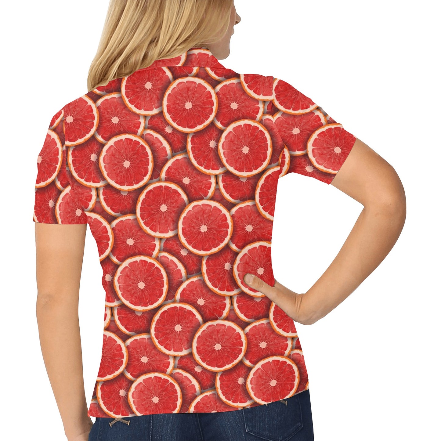 Grapefruit Pattern Print Design GF05 Women's Polo Shirt