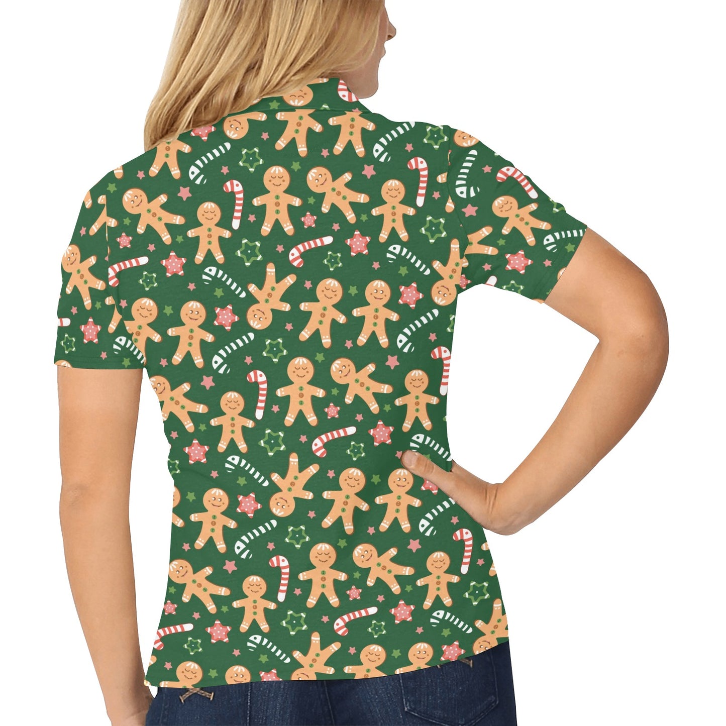Gingerbread Pattern Print Design 04 Women's Polo Shirt