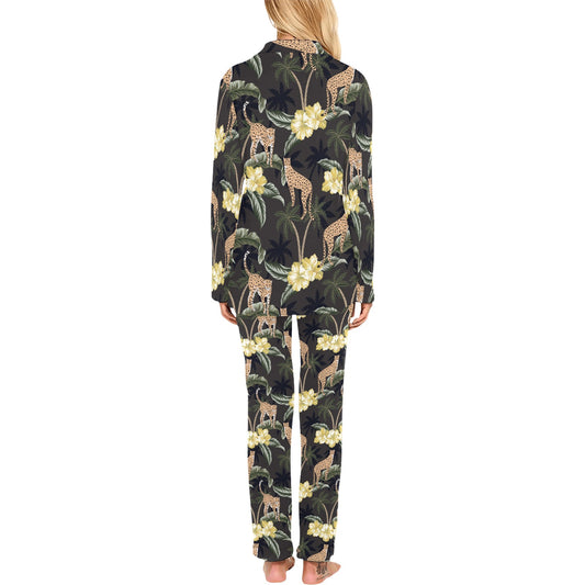 Cheetah Pattern Print Design 04 Women's Long Pajama Set