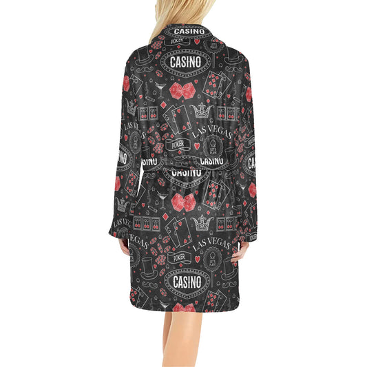 Casino Pattern Print Design 04 Women's Fleece Robe