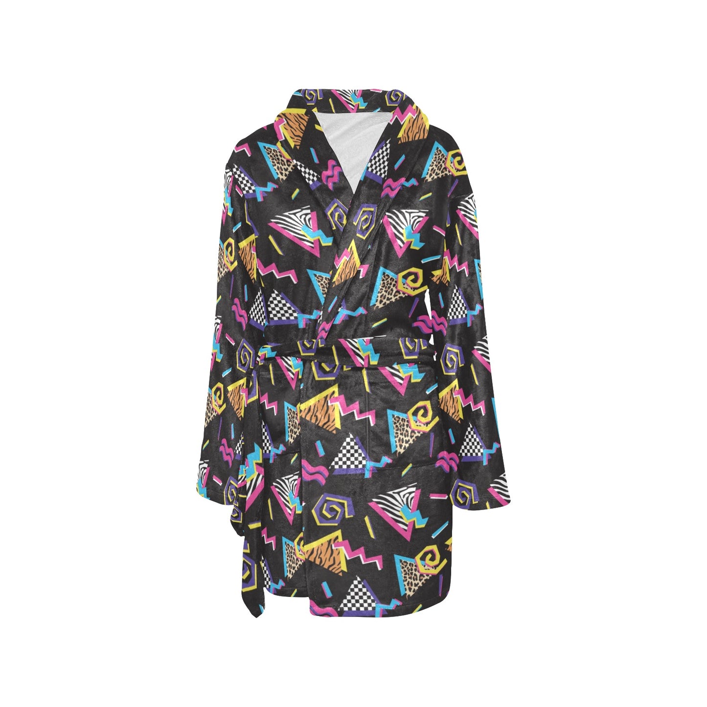 80s Pattern Print Design 3 Women's Fleece Robe