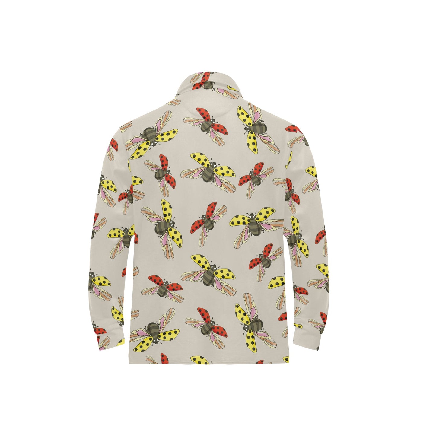 Ladybug Pattern Print Design 04 Long Sleeve Polo Shirt For Men's