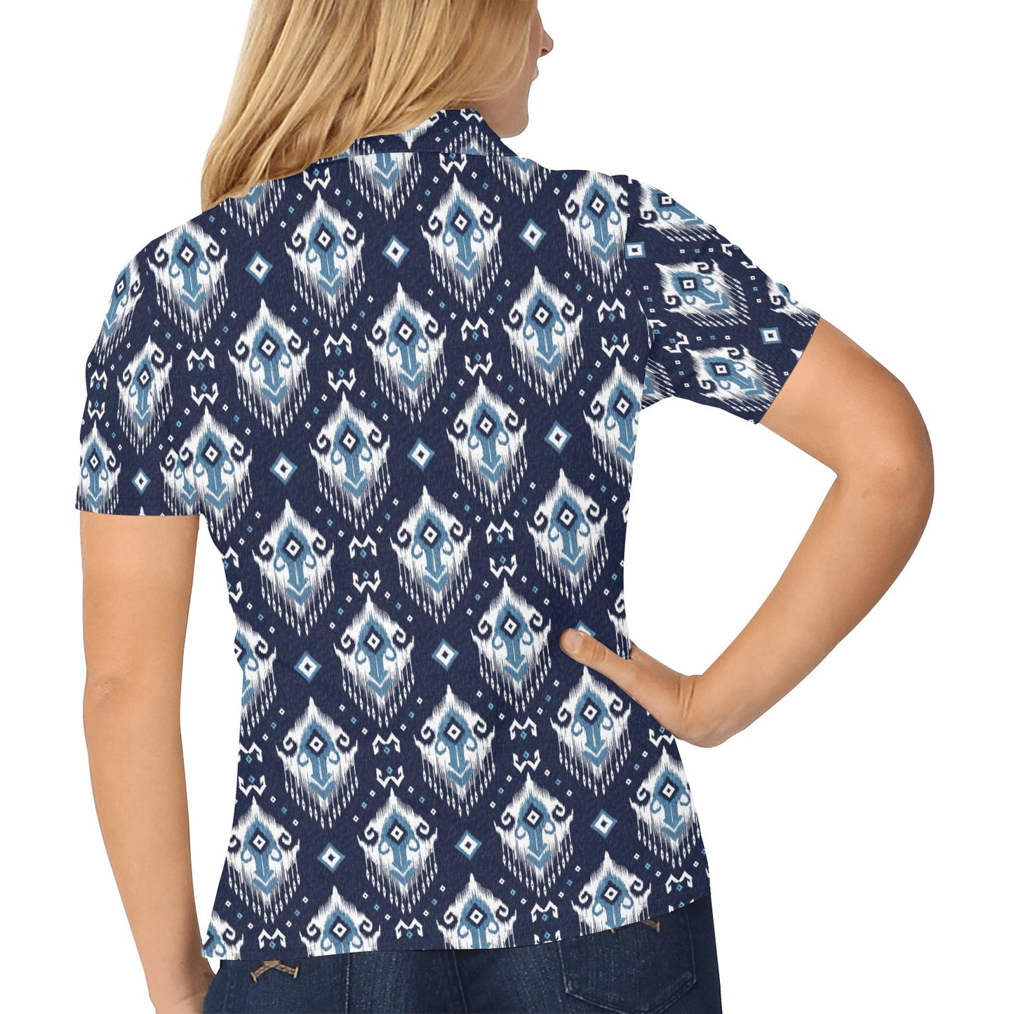 Ethnic Ornament Print Pattern Women's Polo Shirt