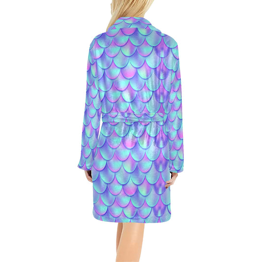 Mermaid Tail Design Print Pattern Women's Fleece Robe