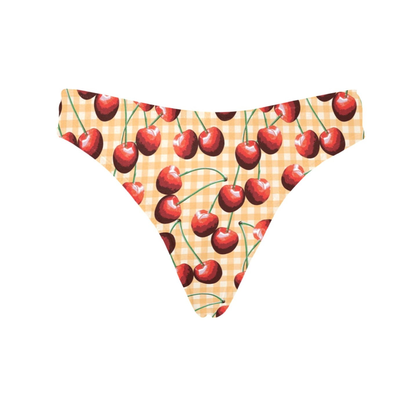 Cherry Orange Plaid Print Women's Thongs