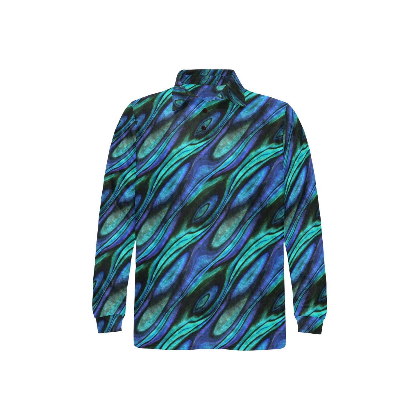Abalone Pattern Print Design 03 Long Sleeve Polo Shirt For Men's