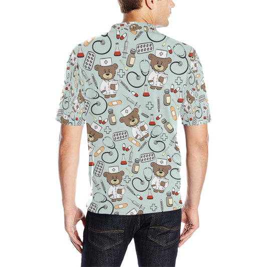Nurse Bear Pattern Print Design A01 Men Polo Shirt