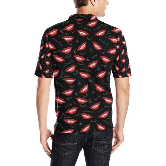 Vampire Lips Print Design LKS301 Men Polo Shirt