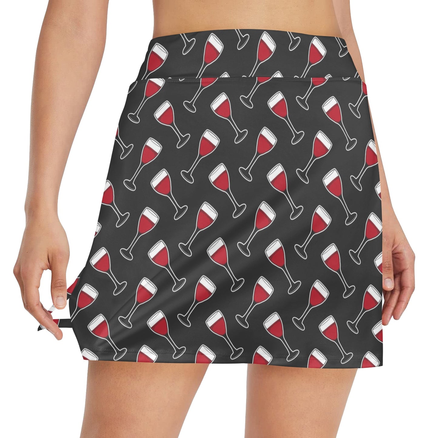 Wine Print Design LKS308 Women's Golf Skirt with Pocket