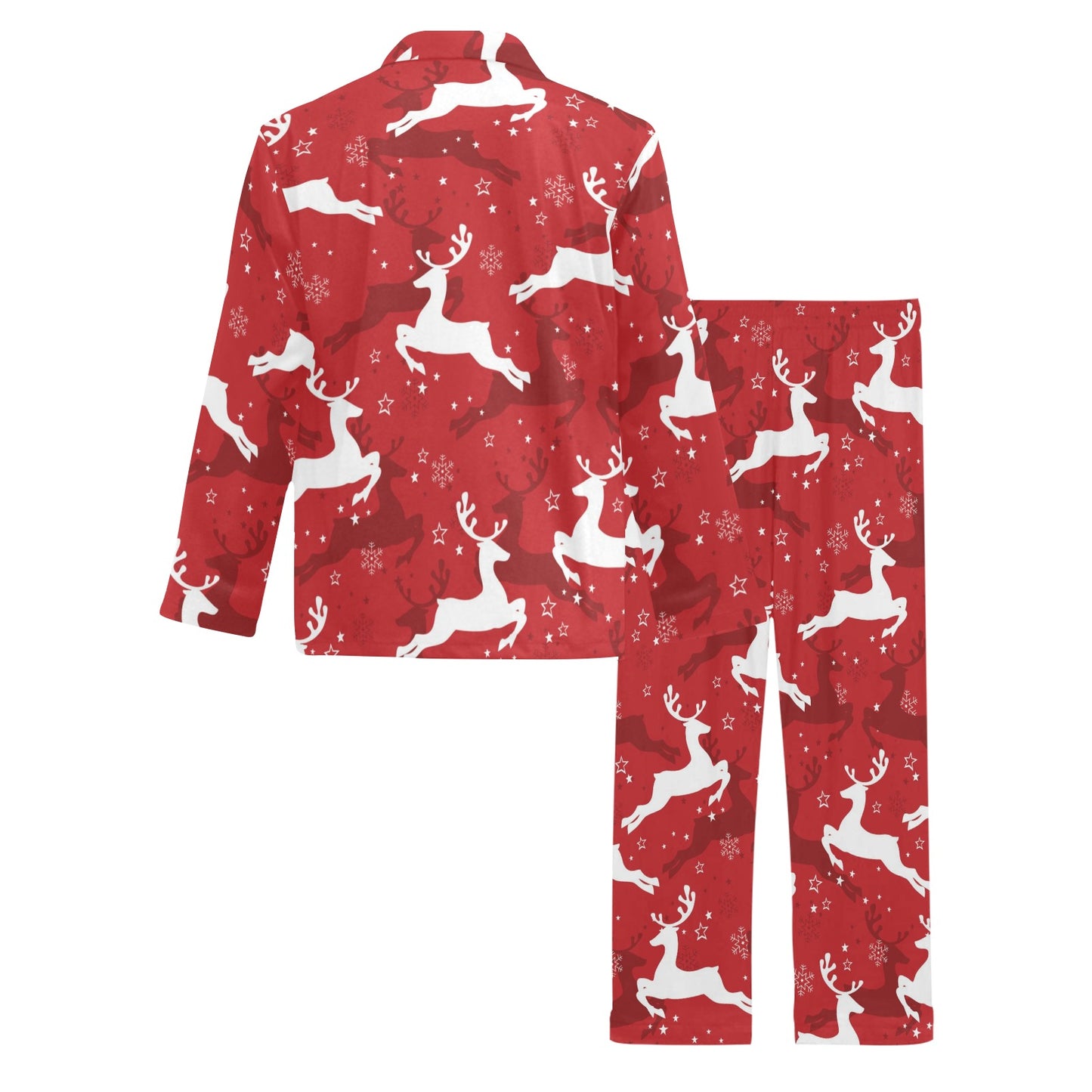 Reindeer Red Pattern Print Design 01 Men's Long Pajama Set