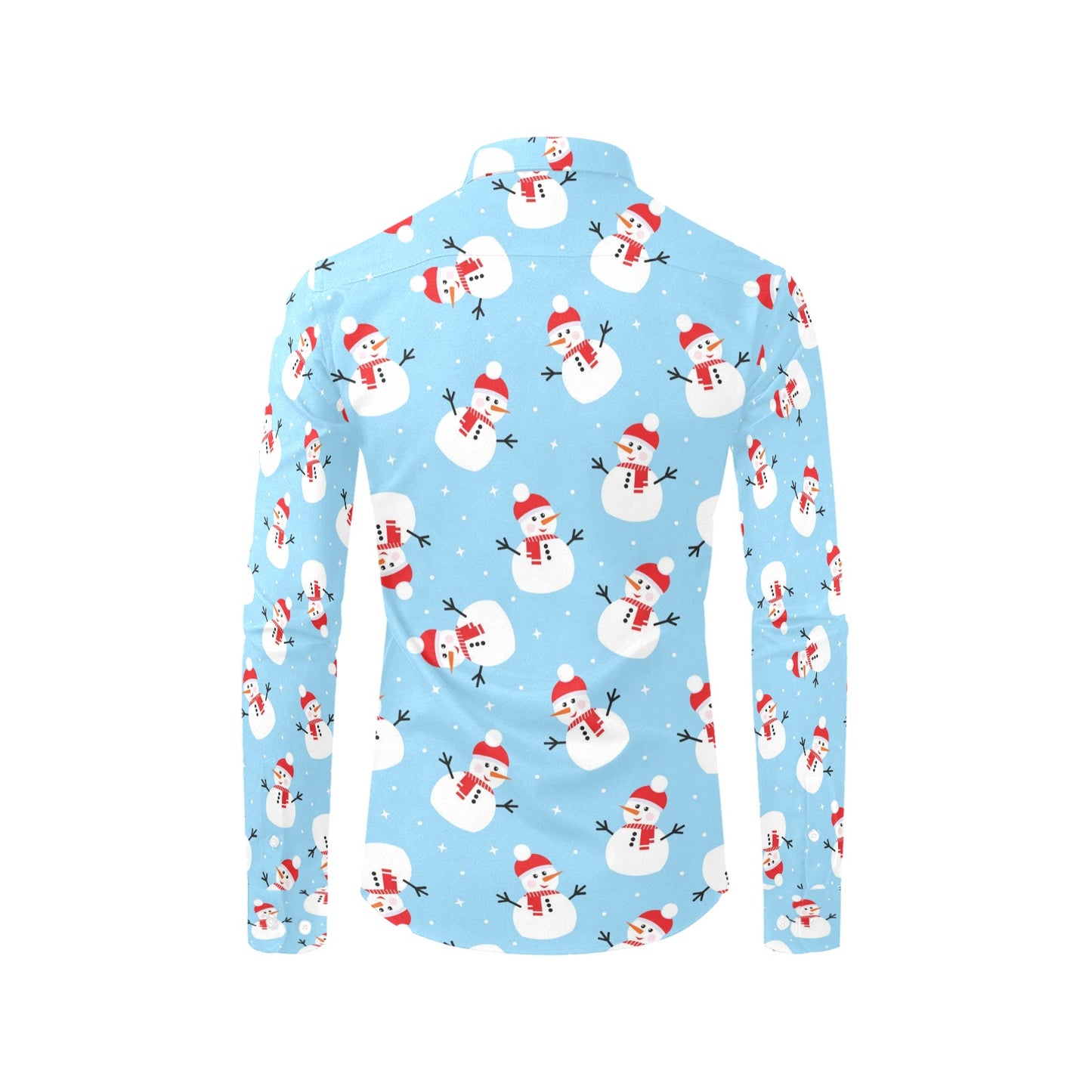 Snowman Print Design LKS305 Men's Long Sleeve Dress Shirt