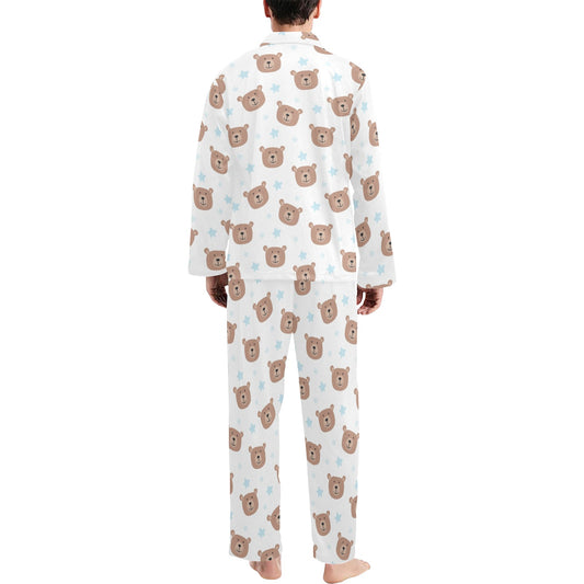 Bear Pattern Print Design BE02 Men's Long Pajama Set