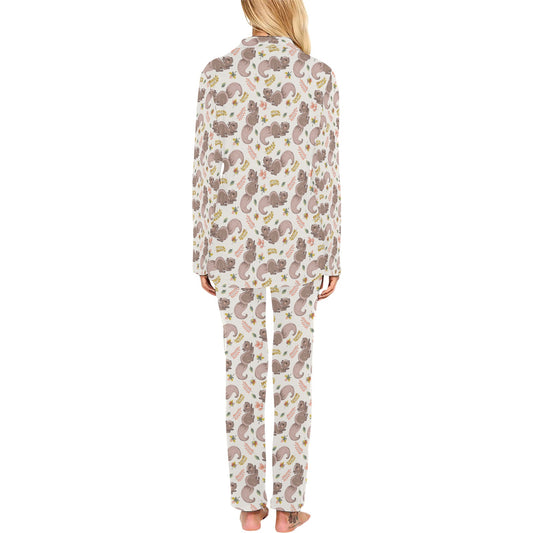 Squirrel Print Design LKS307 Women's Long Pajama Set