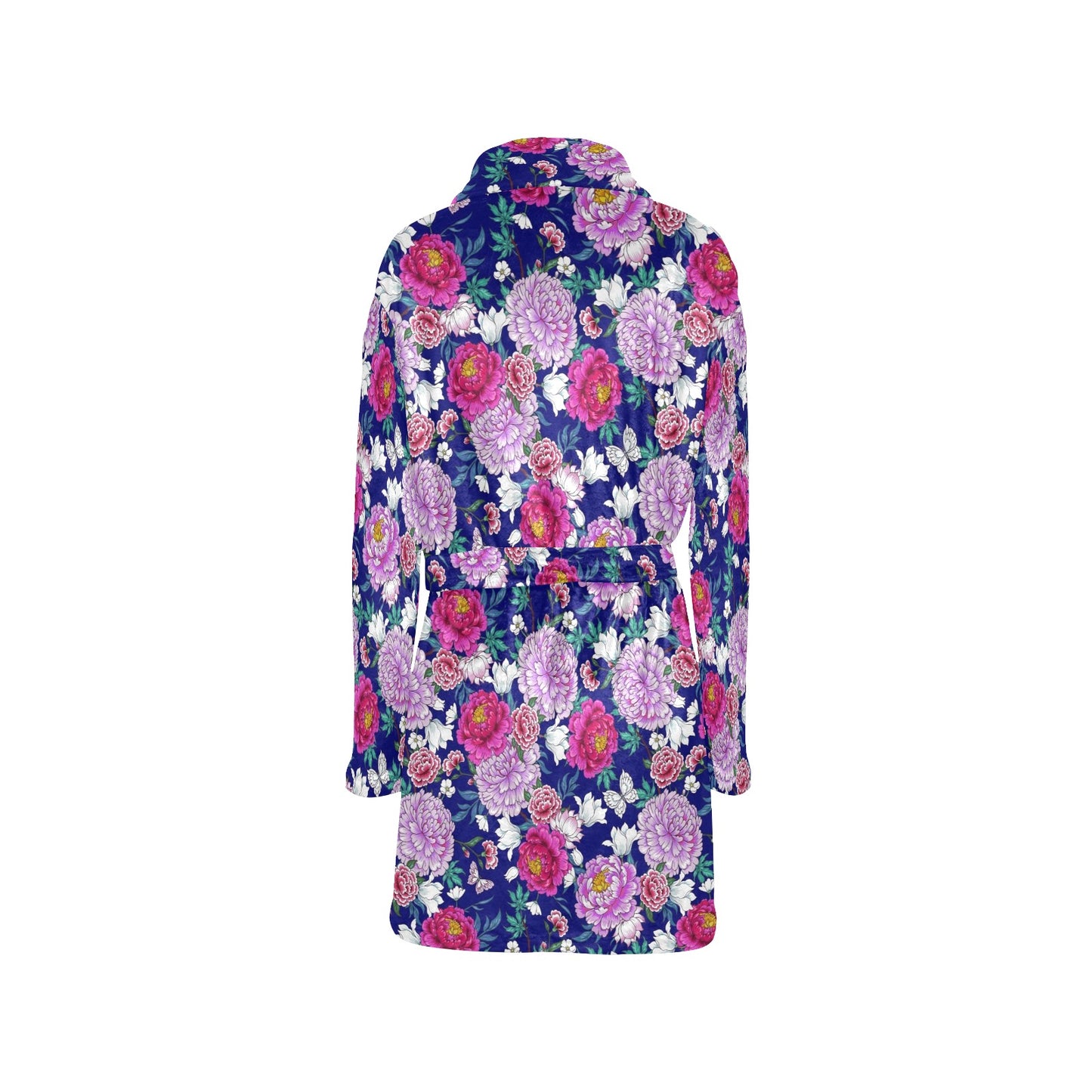 Dahlia Pattern Print Design DH013 Women's Fleece Robe