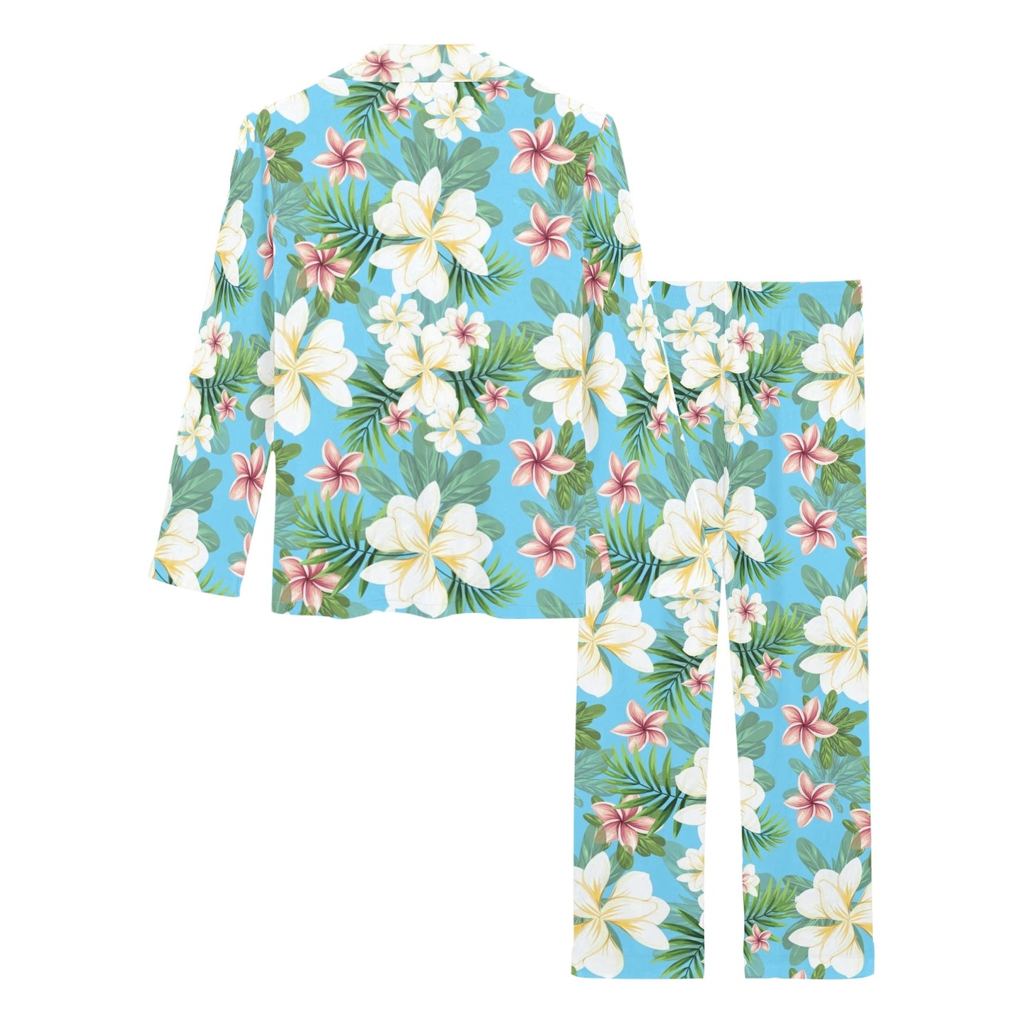 Plumeria Pattern Print Design PM028 Women's Long Pajama Set