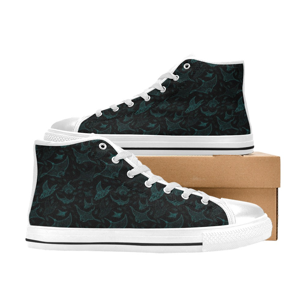 Manta Ray Print Design LKS402 Men's High Top Canvas Shoes
