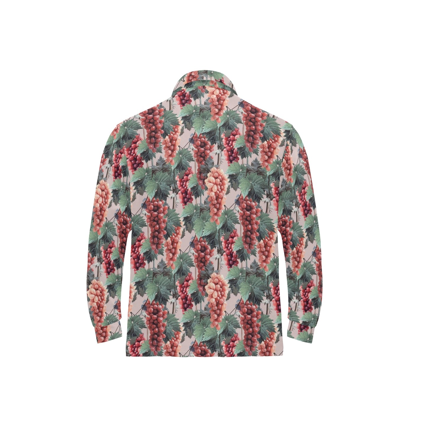 Grape Pattern Print Design GP01 Long Sleeve Polo Shirt For Men's
