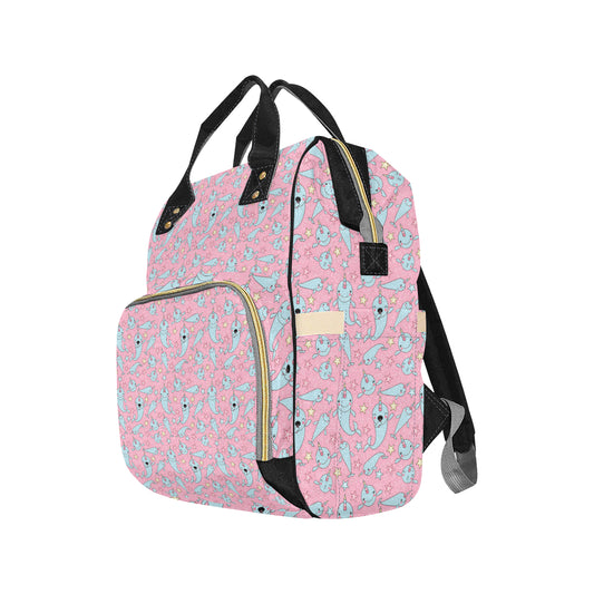 Narwhal Cartoon Cute Print Diaper Bag Backpack