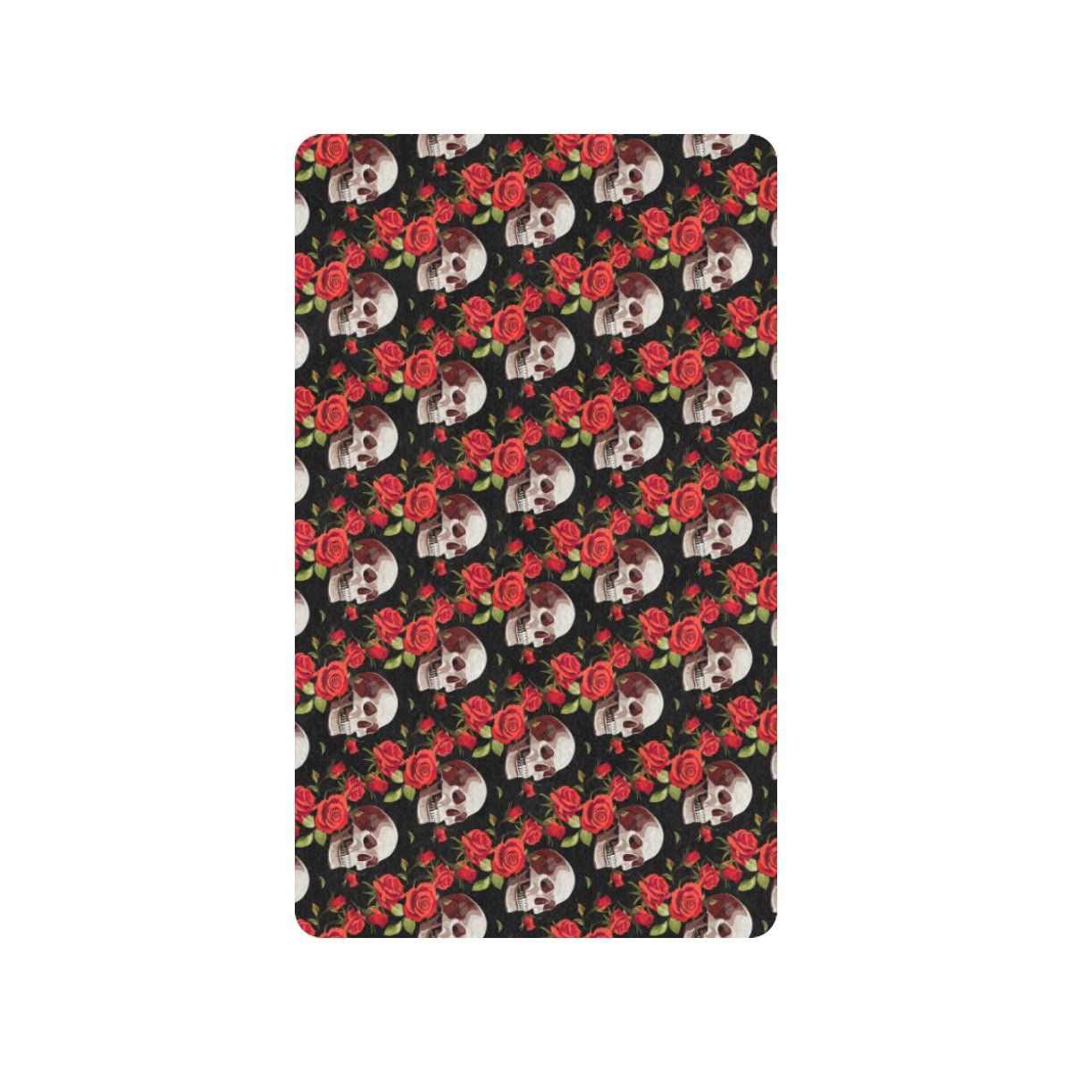 Red Rose Skull Design Print Rubber Doormat