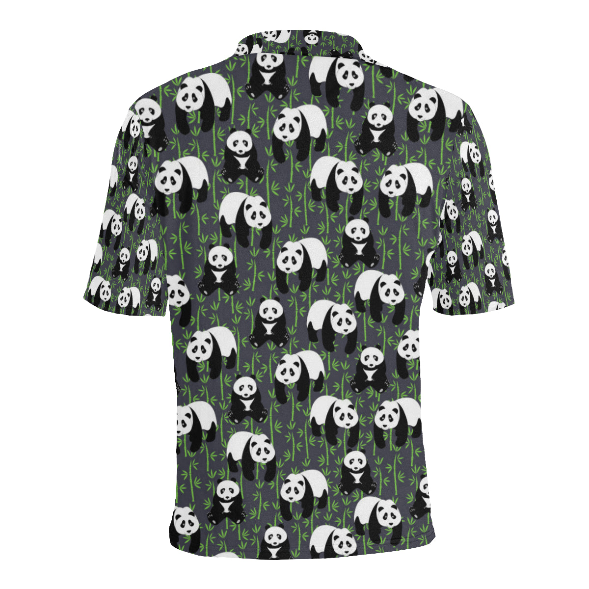 Panda Bear Bamboo Themed Print Men Polo Shirt