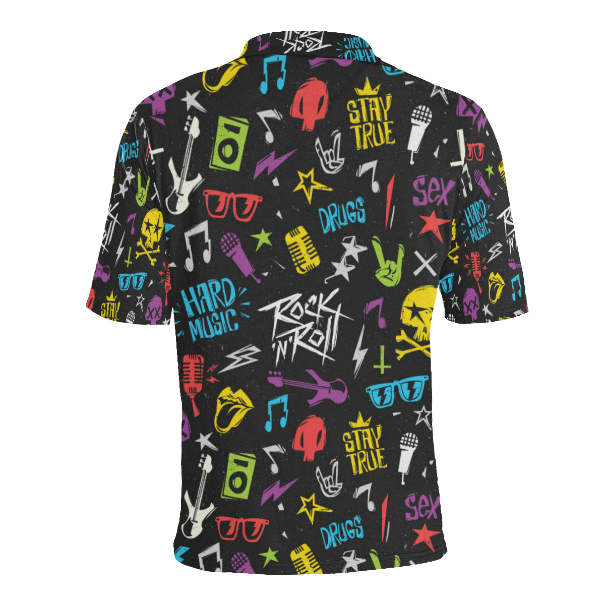 Rock and Roll Pattern Print Design A02 Men Polo Shirt