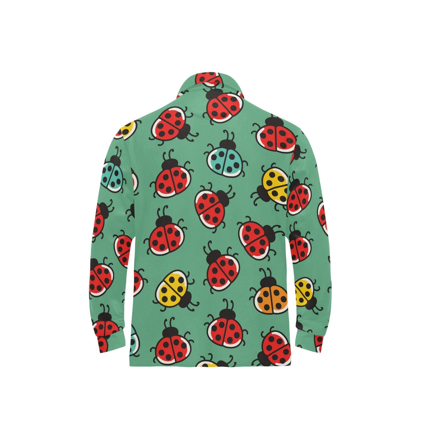 Ladybug Pattern Print Design 02 Long Sleeve Polo Shirt For Men's