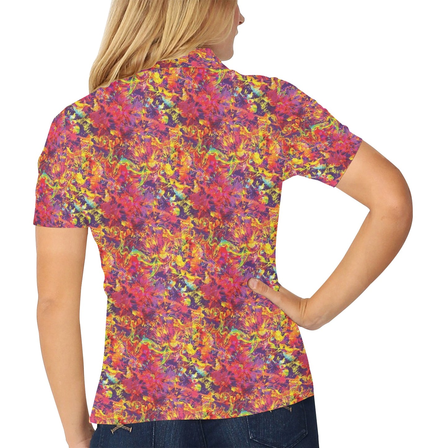 Splatter Print Design LKS303 Women's Polo Shirt