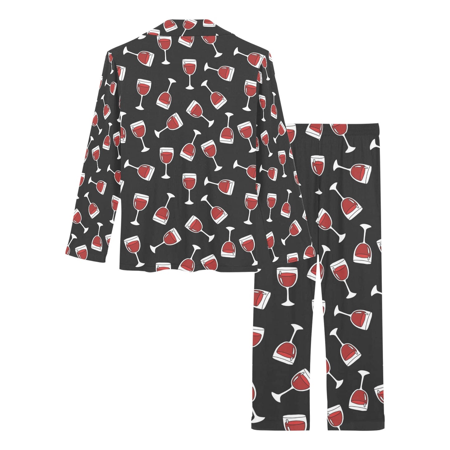 Wine Glass Print Design LKS303 Women's Long Pajama Set