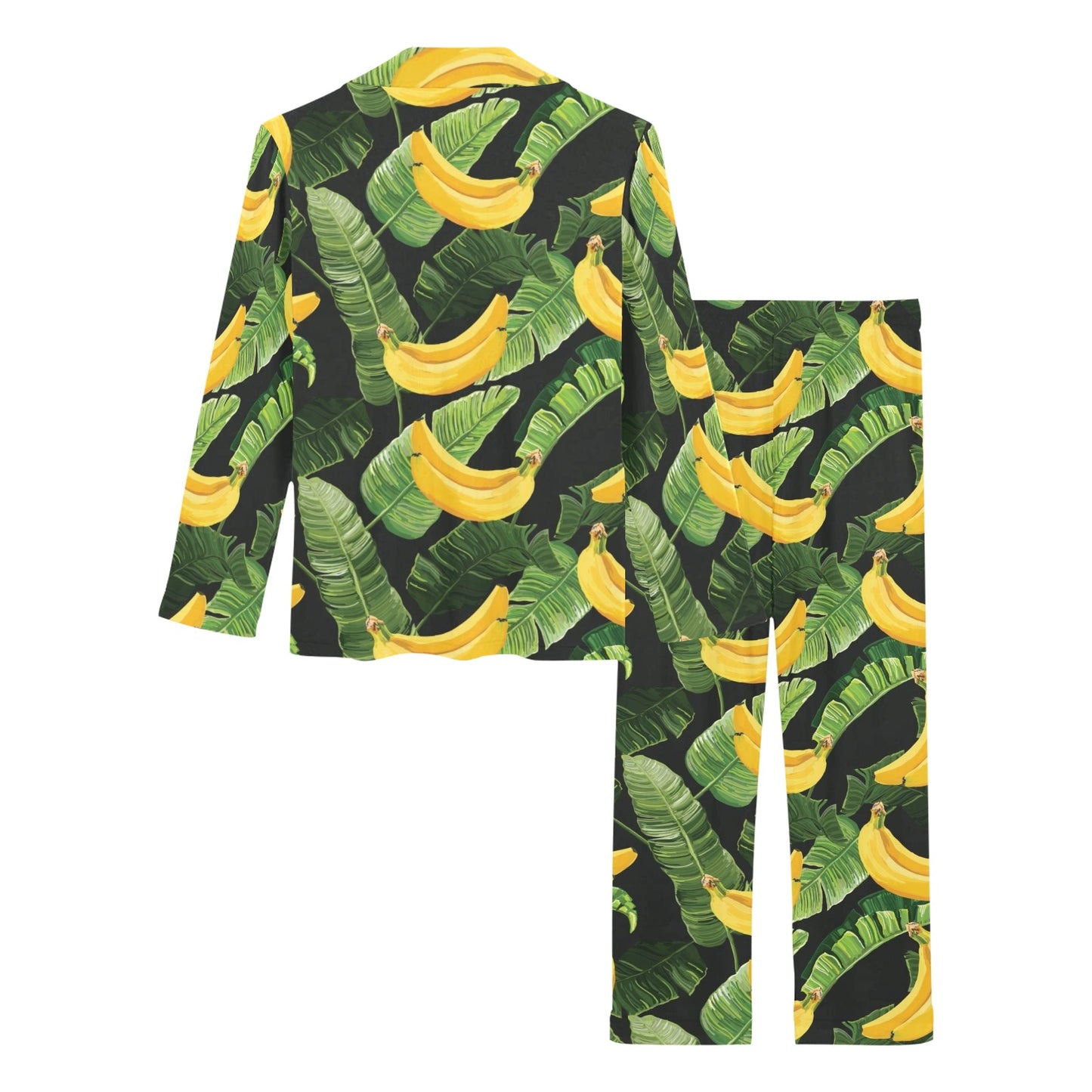 Banana Pattern Print Design BA01 Women's Long Pajama Set