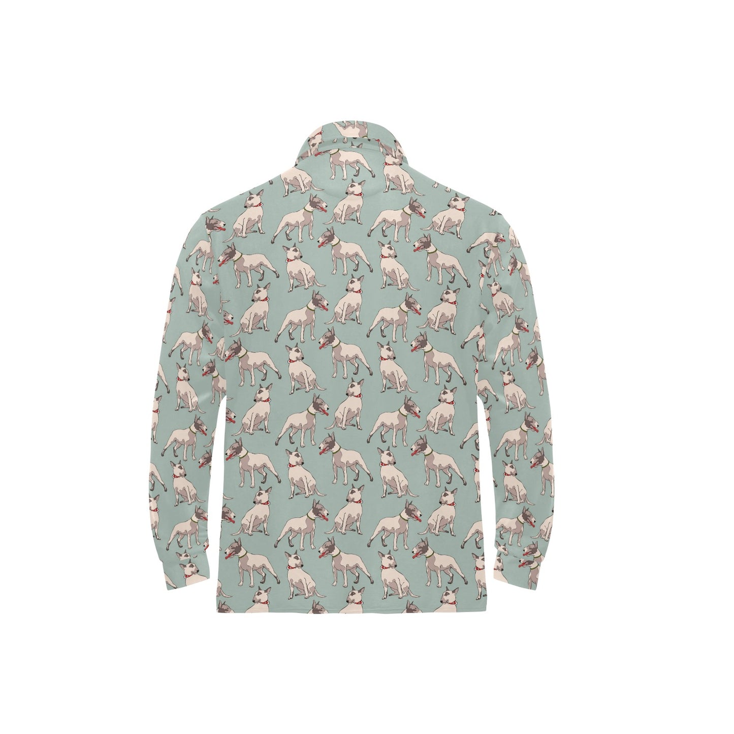 Bull Terrier Cute Print Pattern Long Sleeve Polo Shirt For Men's