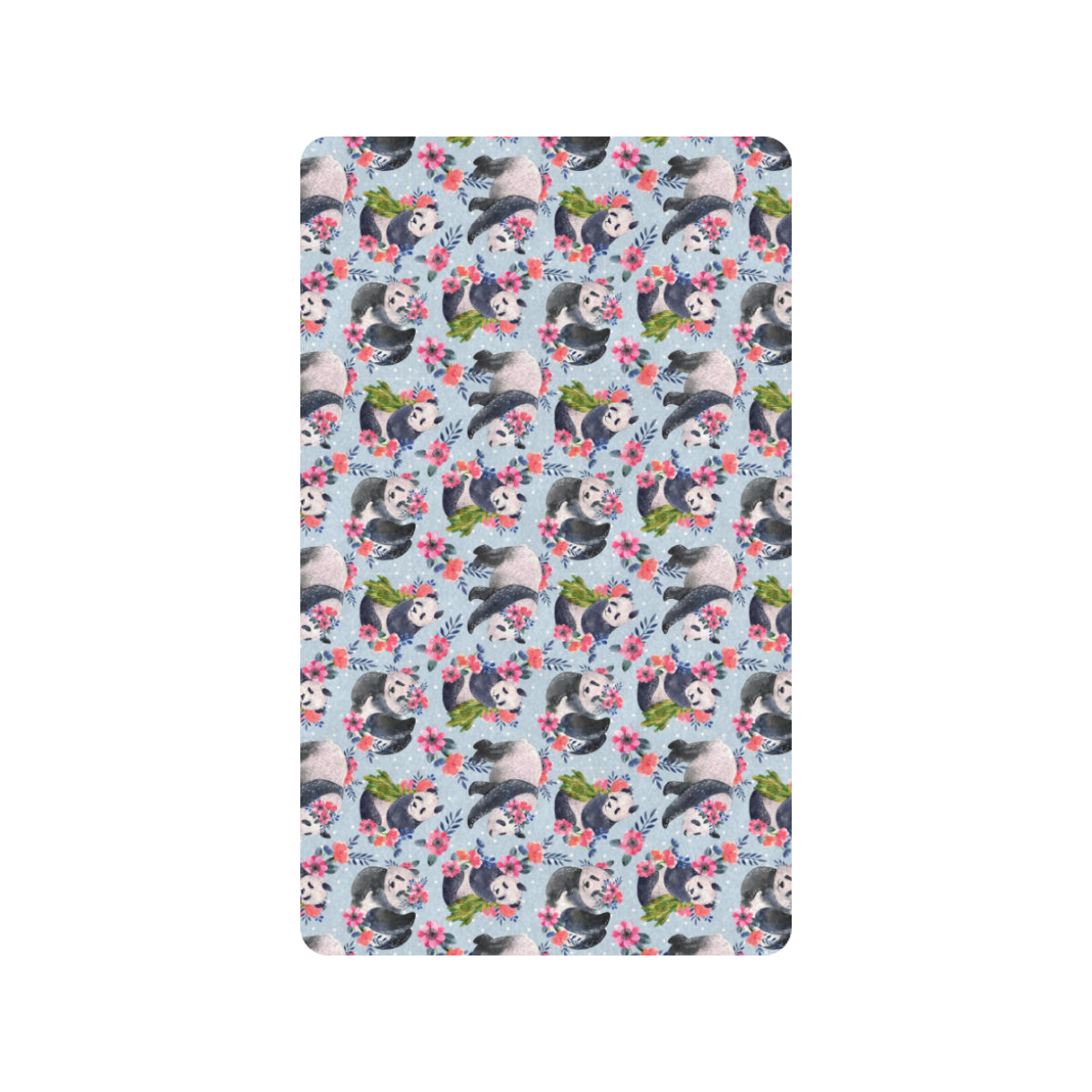 Panda Bear Flower Design Themed Print Rubber Doormat