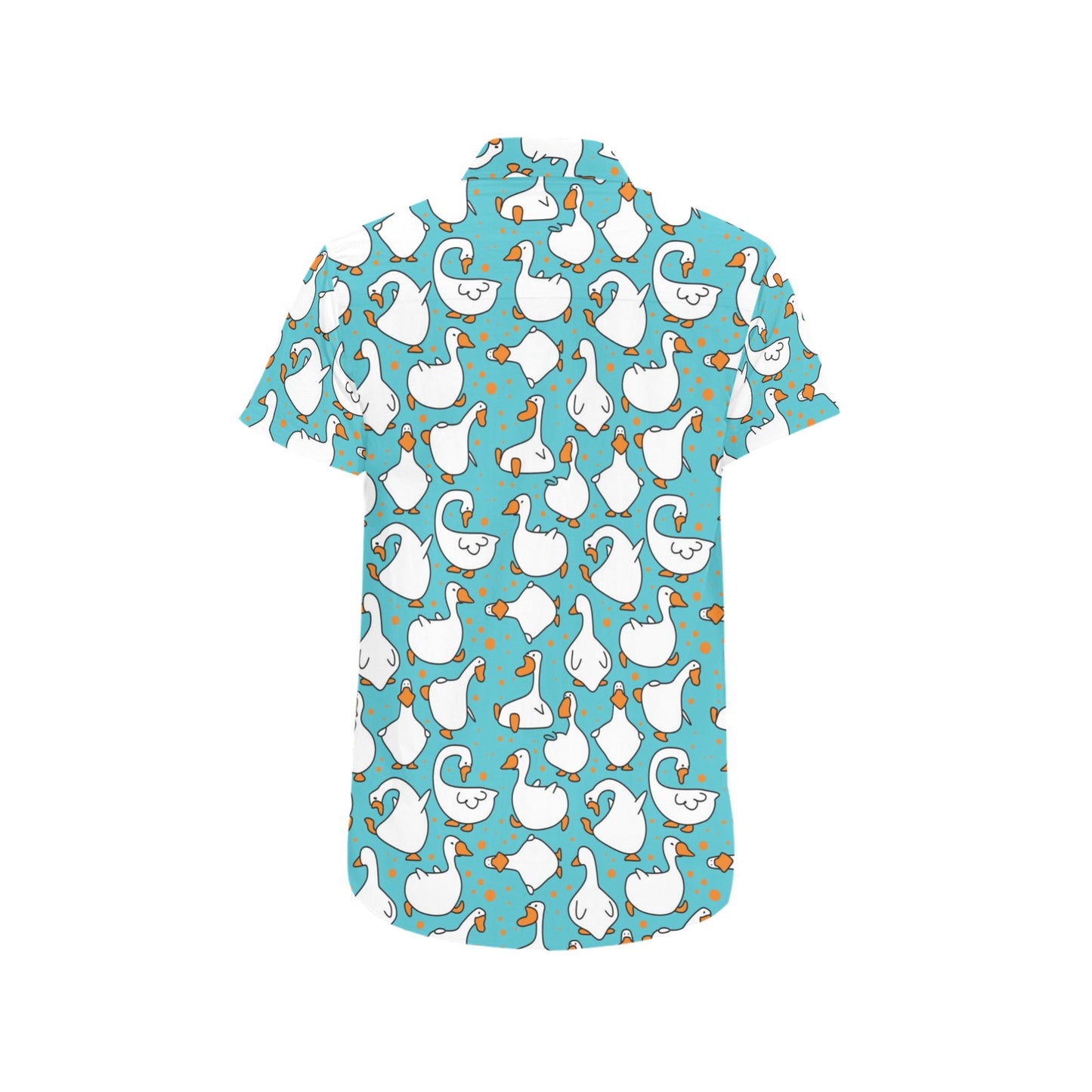 Goose Print Design LKS403 Men Short Sleeve Button Up Shirt