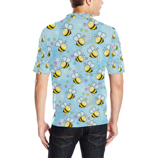 Bee Pattern Print Design BEE03 Men Polo Shirt