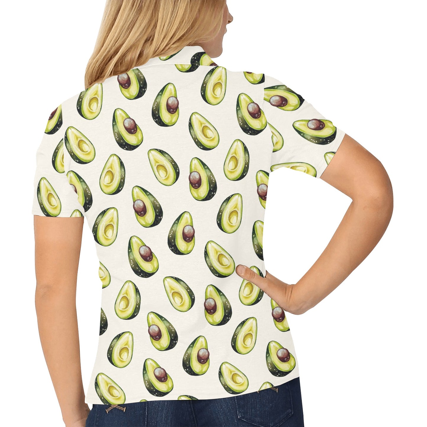 Avocado Pattern Print Design 01 Women's Polo Shirt