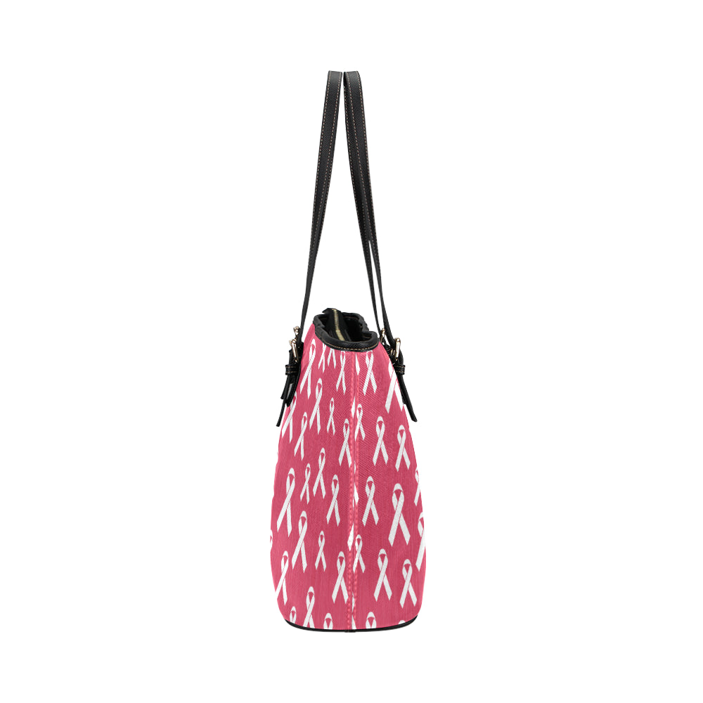 Breast Cancer Awareness Symbol Leather Tote Bag