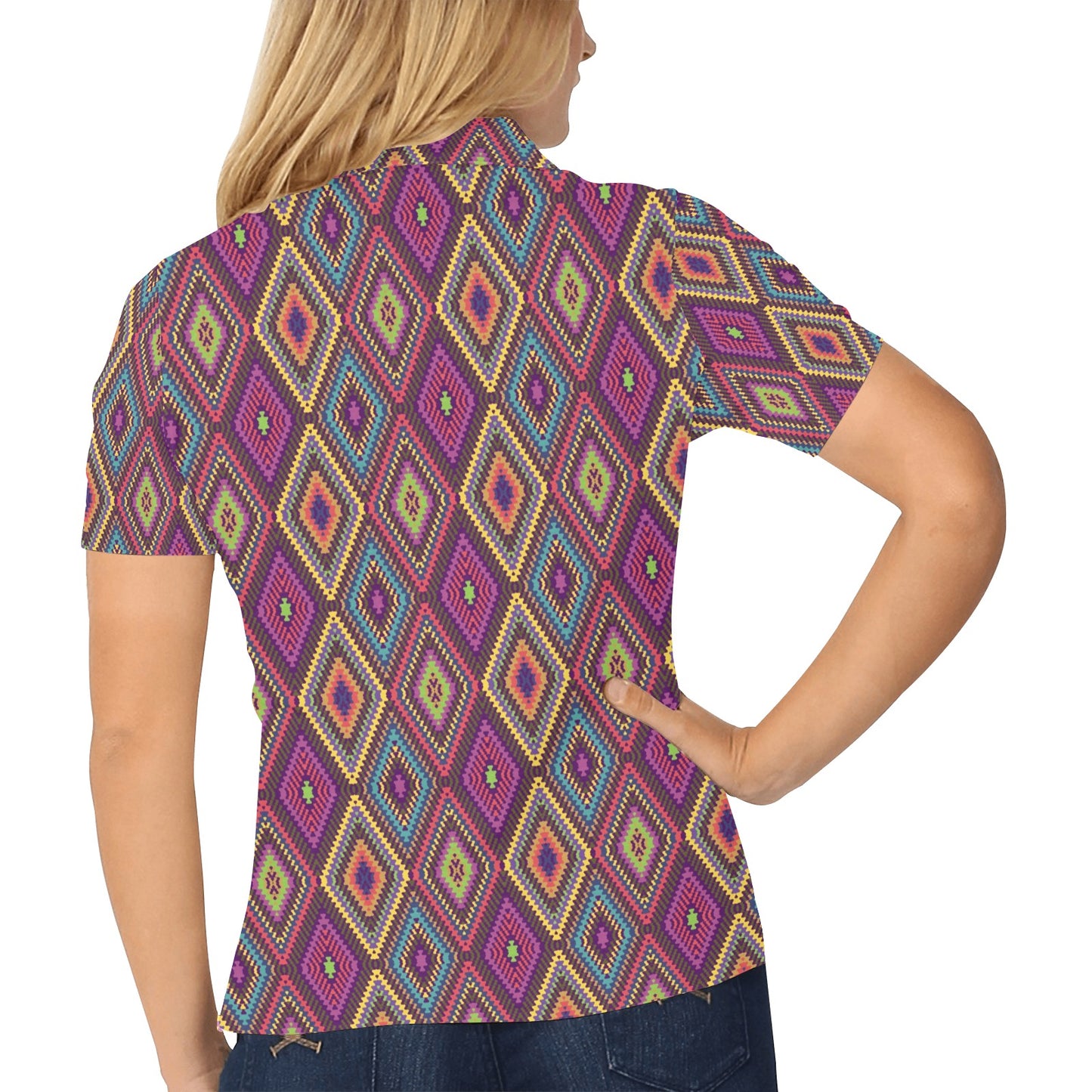 Southwestern Print Women's Polo Shirt