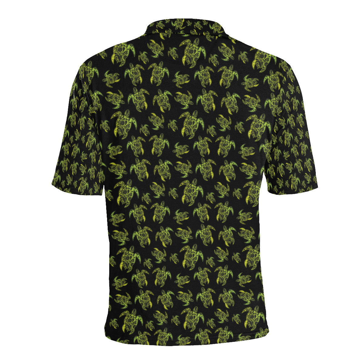 Green Tribal Turtle Polynesian Themed Men Polo Shirt