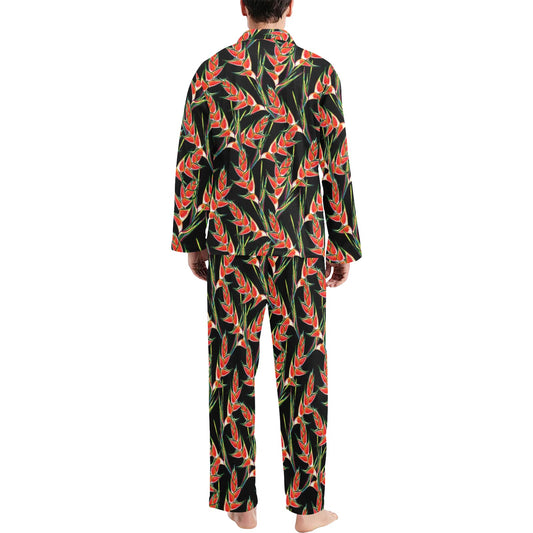 Heliconia Pattern Print Design HL010 Men's Long Pajama Set