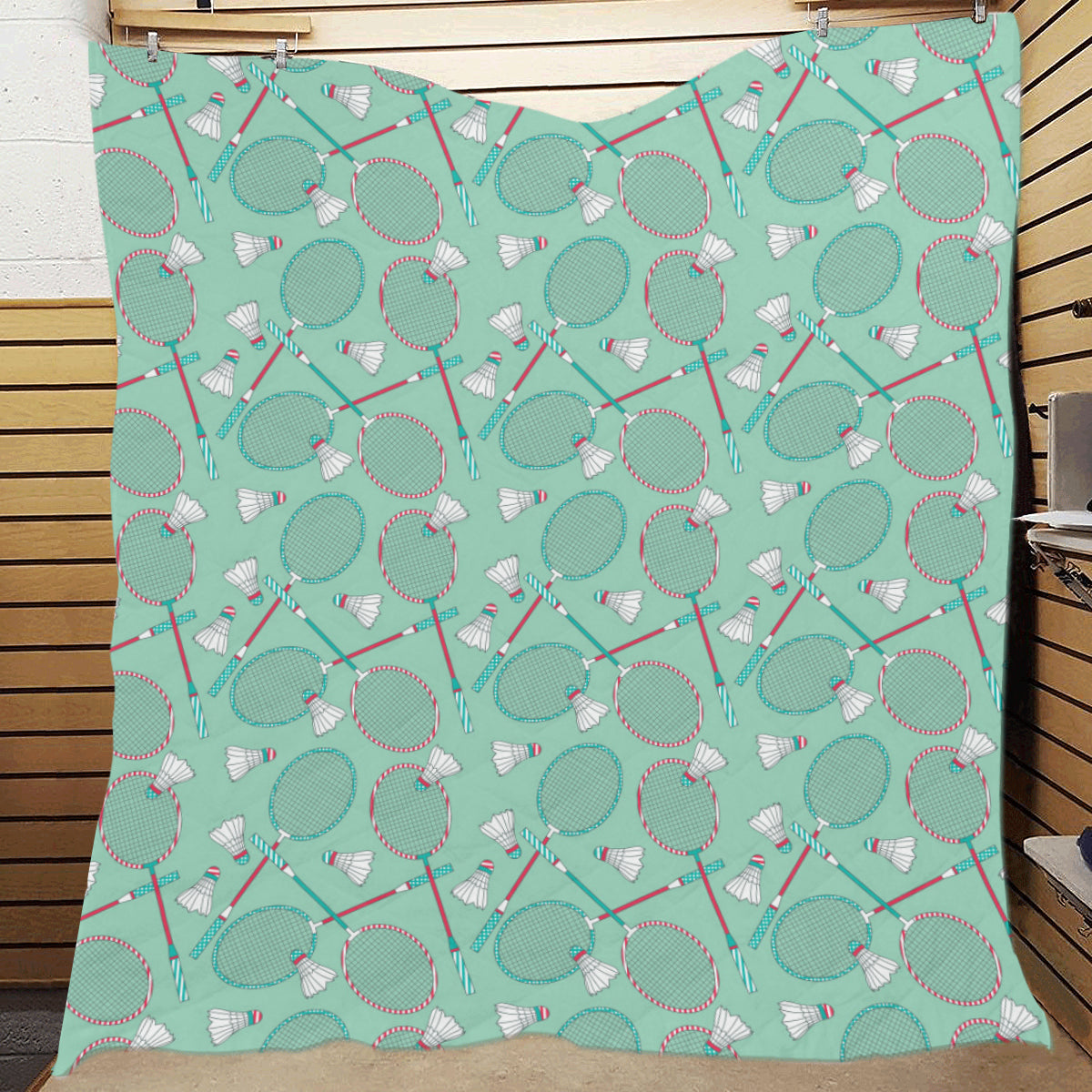 Badminton Pattern Print Design 05 Premium Quilt